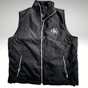 Calvin Klein Puffer Vest Size Small/Med Black Logo Jacket Vest